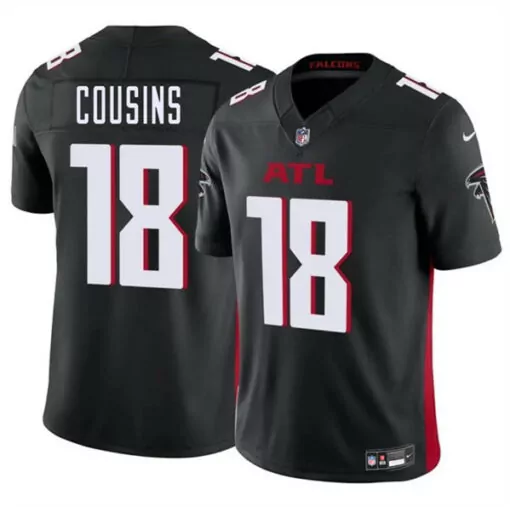 Kirk Cousins 18 Falcons Jersey Black Men Alternate Red White Stitched
