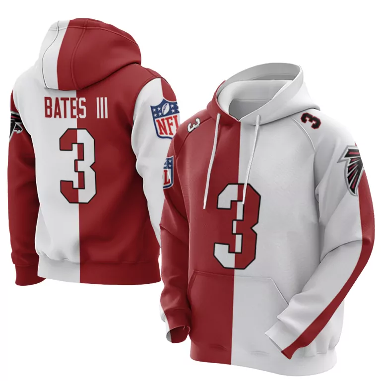 Jessie Bates Iii 3 Falcons Jersey Red Men Hoodie Split White Custom