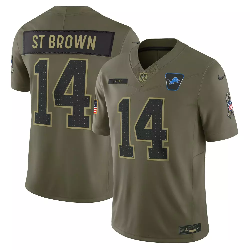 Amon-ra St. 14 Lions Jersey Olive Us Flag Men NFL Alternate Black Gold Limited