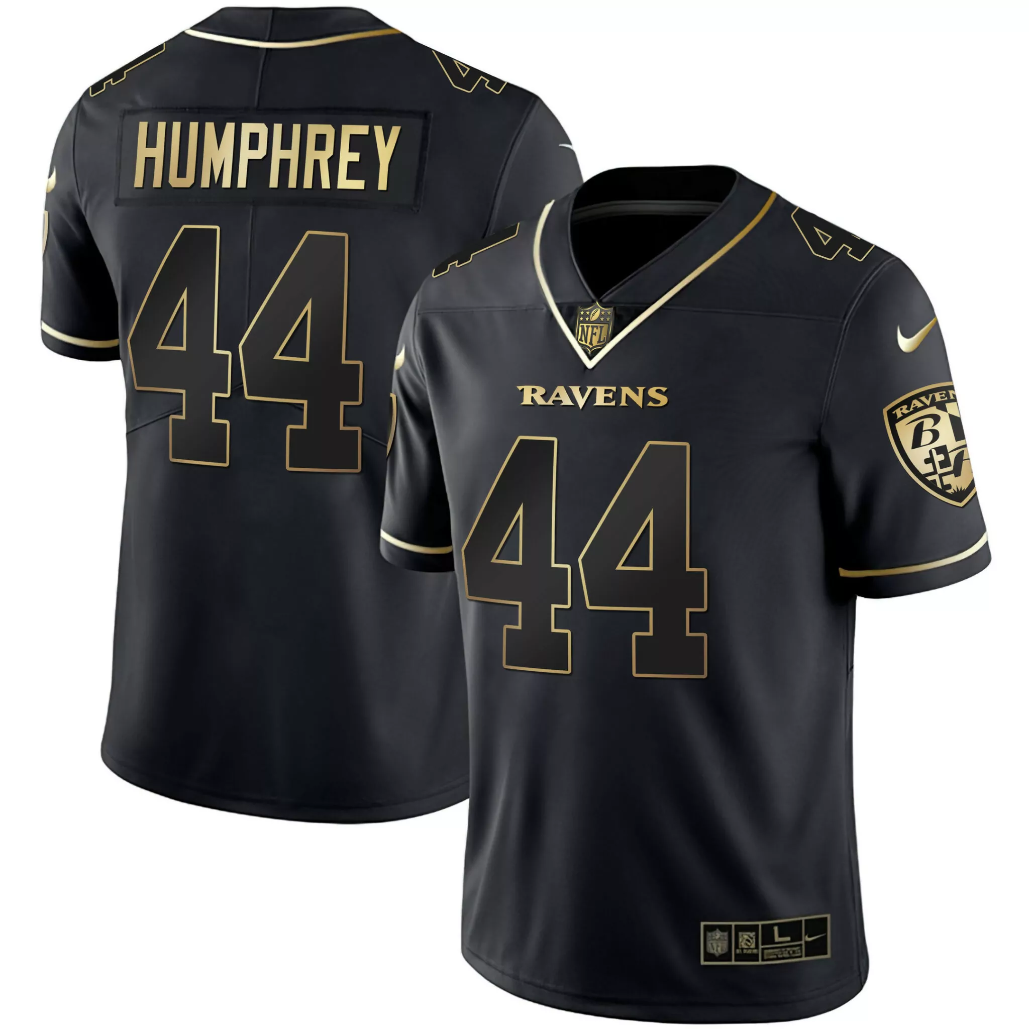 Marlon Humphrey 44 Ravens Jersey Black Men Player Gold All Stitched