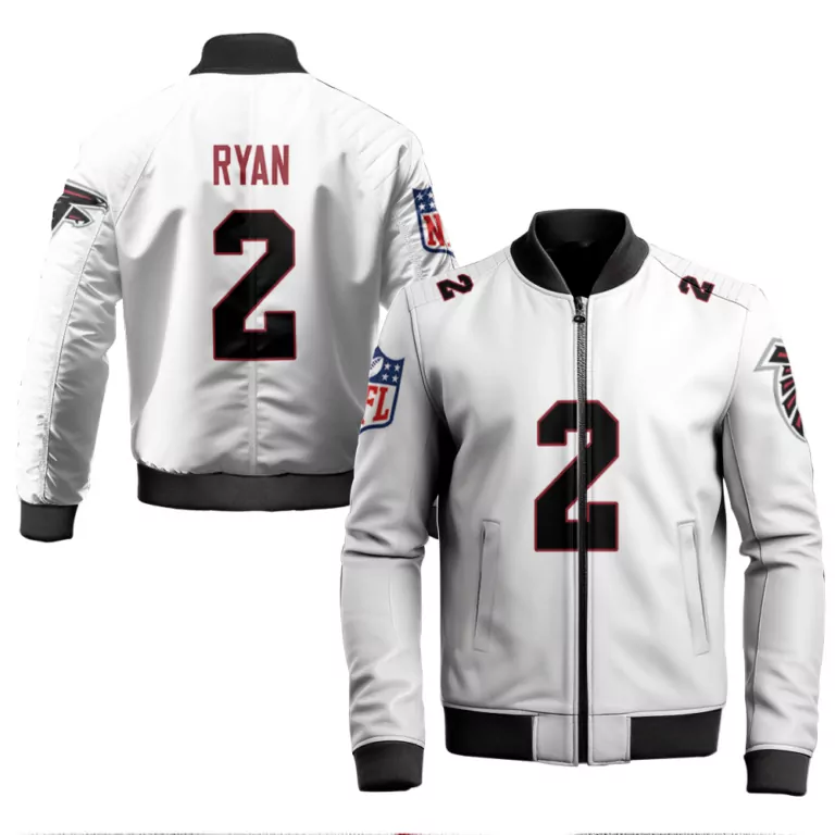 Matt Ryan 2 Atlanta Falcons Jersey White Men Bomber Jacket Black Red Vapor Limited