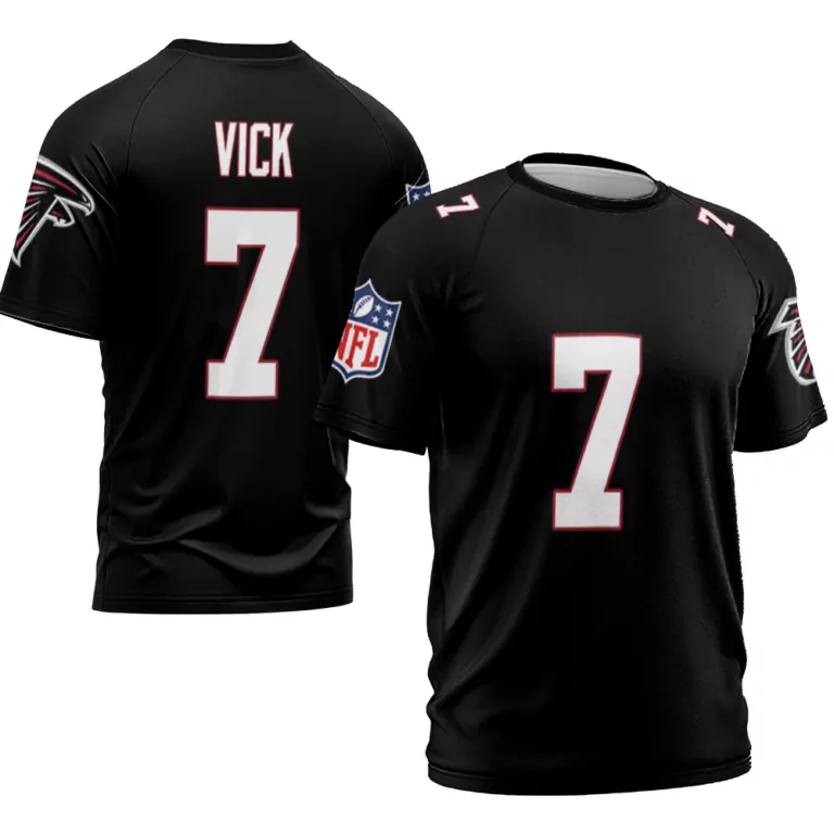 Michael Vick 7 Atlanta Falcons Jersey Black Men Red White Vapor Limited