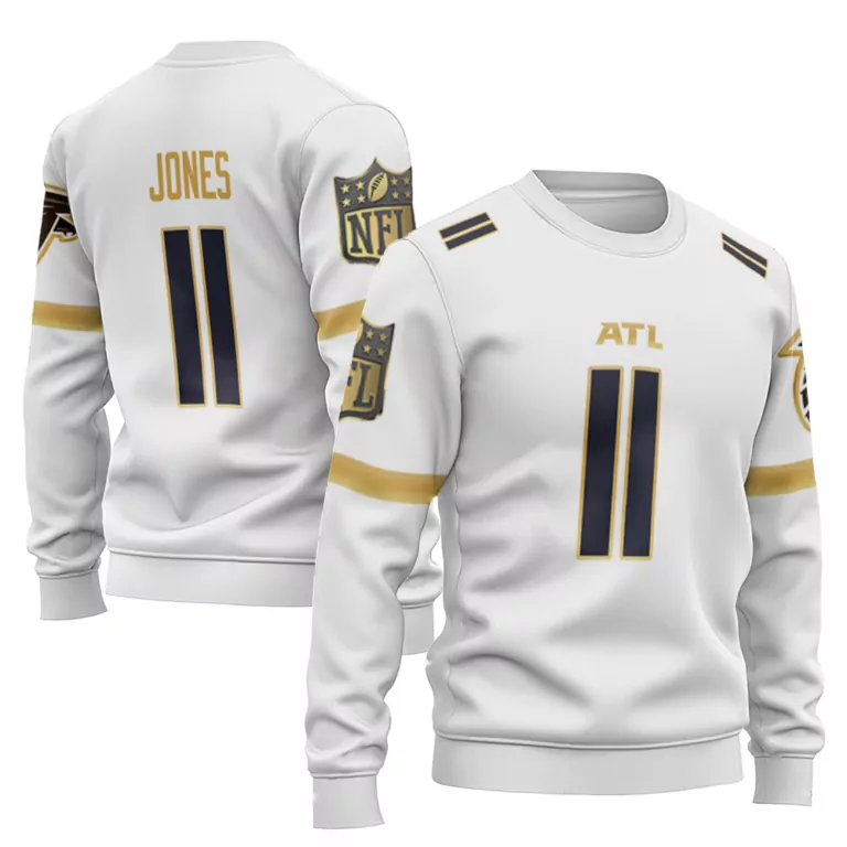Julio Jones 11 Falcons Jersey White Men Sweatshirt Black Gold