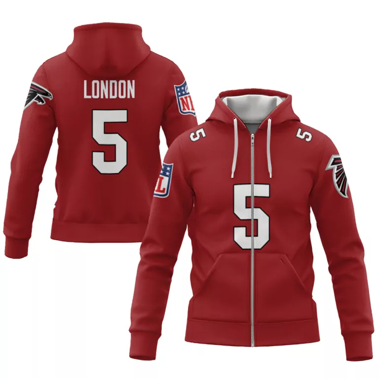 Drake London 5 Falcons Jersey Red Men Full-zip Hoodie Black White Vapor Limited