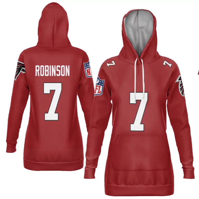 Bijan Robinson 7 Atlanta Falcons Jersey Red Women Hoodie Black White Vapor Limited
