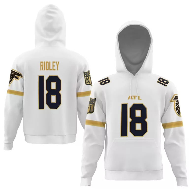 Calvin Ridley 18 Atlanta Falcons Jersey White Men Hoodie Black Gold