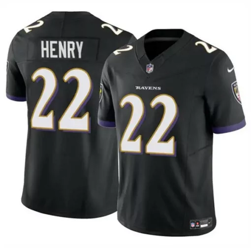 Derrick Henry 22 Ravens Jersey Black Men Purple White Vapor Stitched