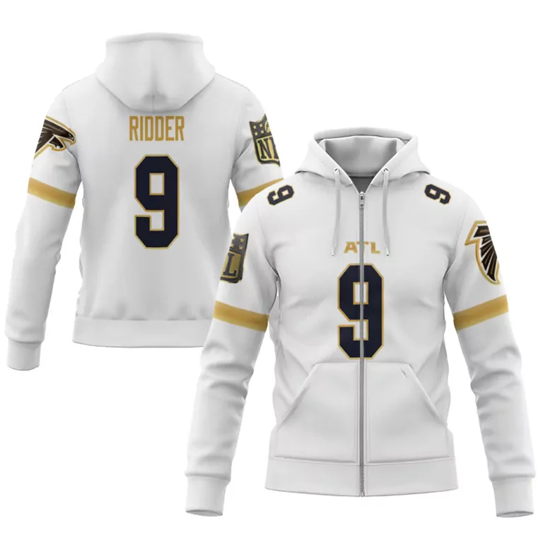Desmond Ridder 9 Atlanta Falcons Jersey White Men Hoodie Black Gold
