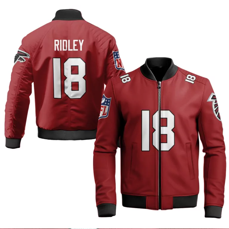 Calvin Ridley 18 Atlanta Falcons Jersey Red Men Bomber Jacket Black White Vapor Limited