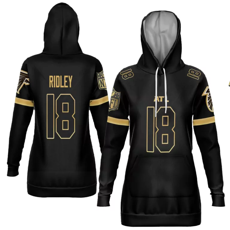 Calvin Ridley 18 Falcons Jersey Black Men Hoodie Gold