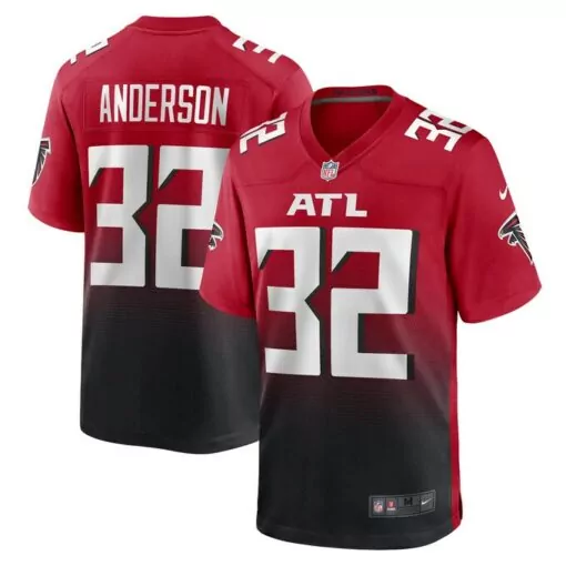 Jamal Anderson 32 Falcons Jersey Red Men Alternate Split Design Black White Retired
