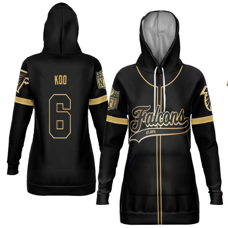 Younghoe Koo 6 Falcons Jersey Black Women Hoodie Gold Custom Flex