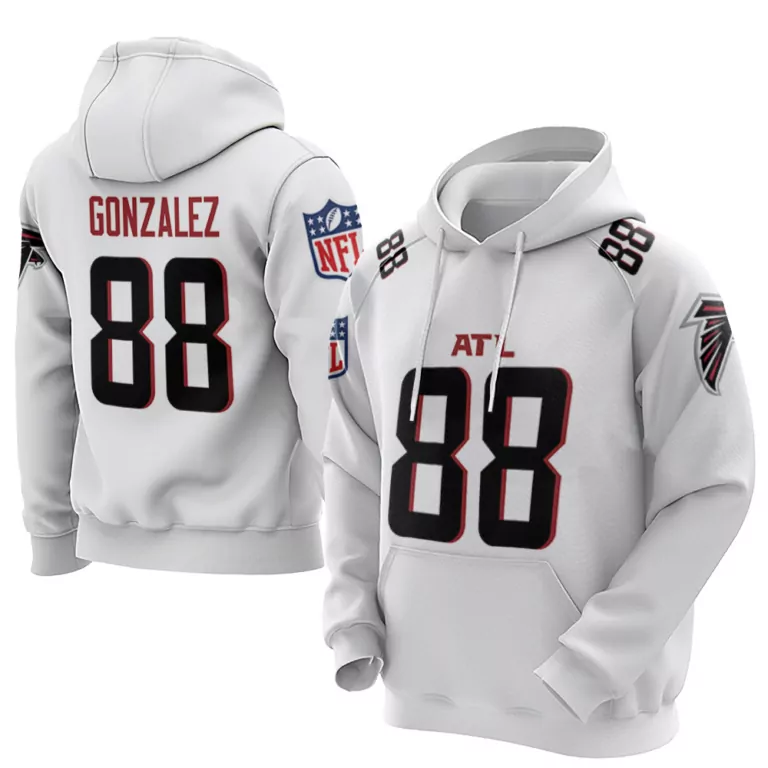 Tony Gonzalez 88 Atlanta Falcons Jersey White Men Hoodie Black Red Game
