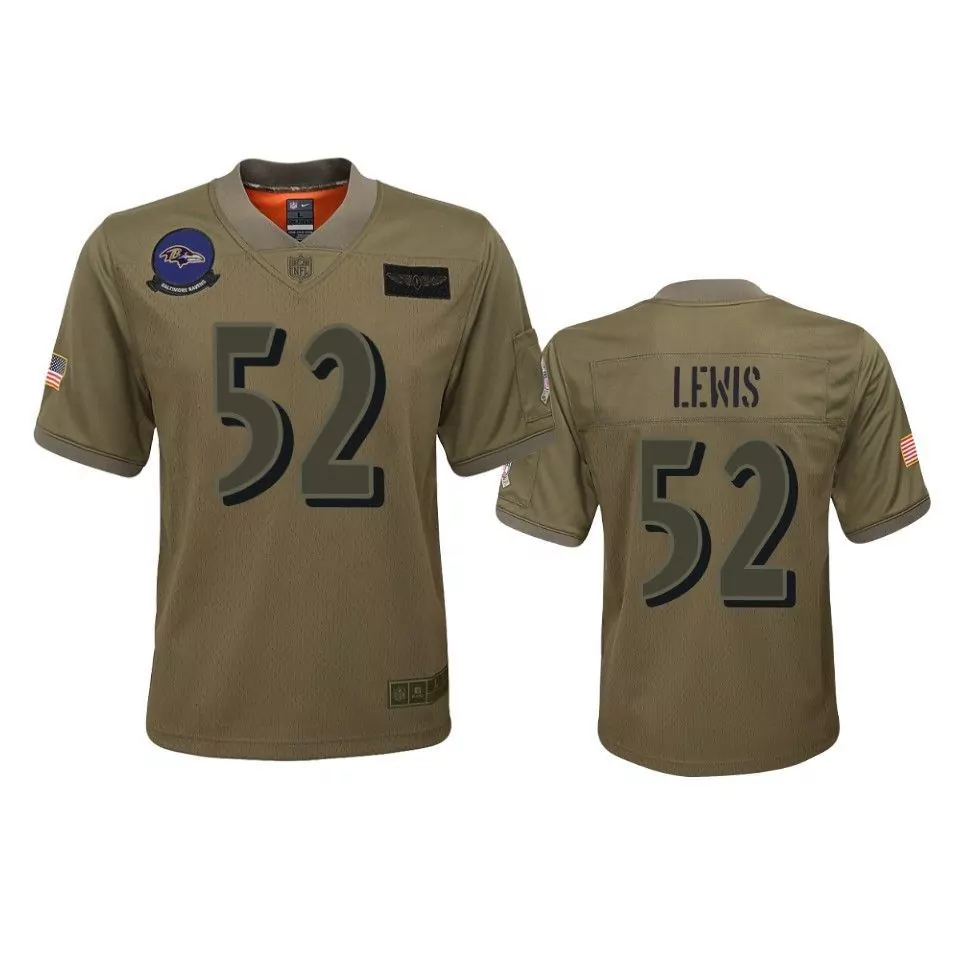 Ray Lewis 52 Baltimore Ravens Jersey Olive Green Salute To Service Us Flag Air Force