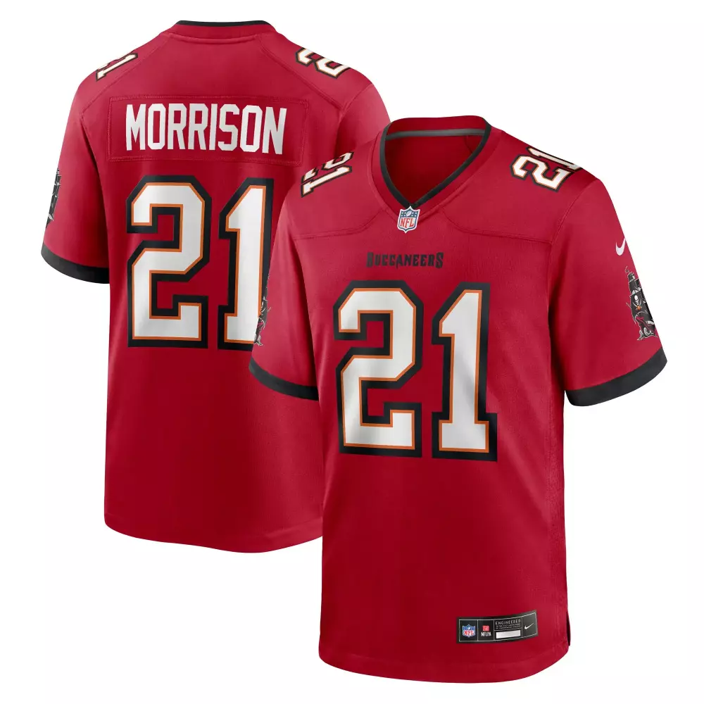 Benjamin Morrison 21 Buccaneers Jersey Red Men Official White Black Orange Game