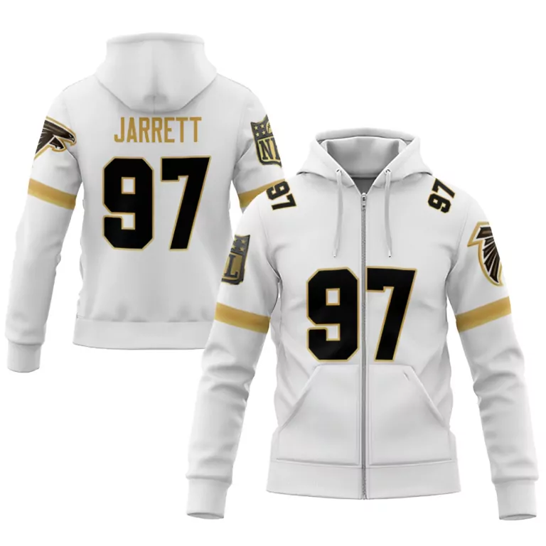 Grady Jarrett 97 Atlanta Falcons Jersey White Hoodie Black Gold