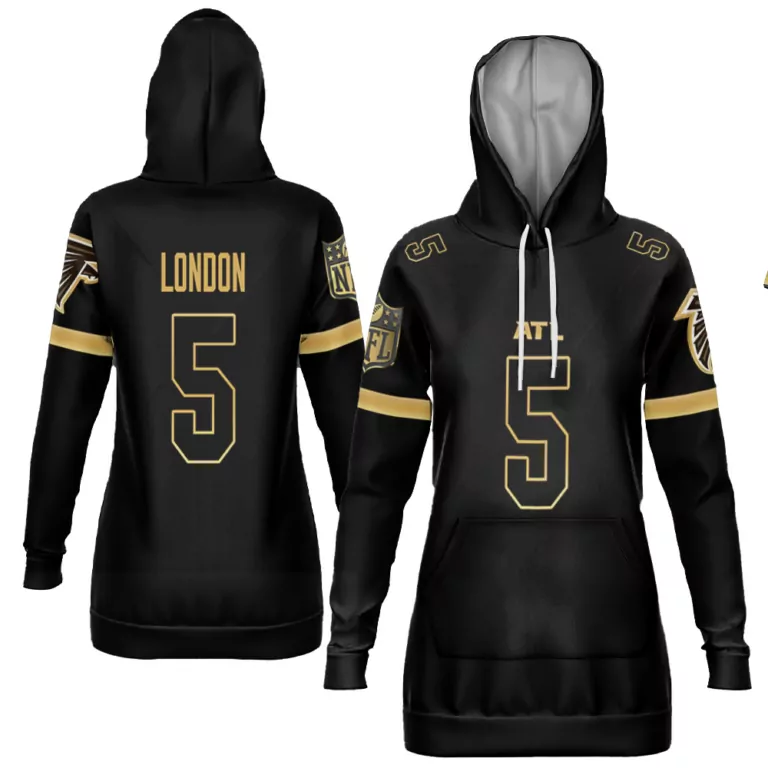 Drake London 5 Atlanta Falcons Jersey Black Women Hoodie Gold