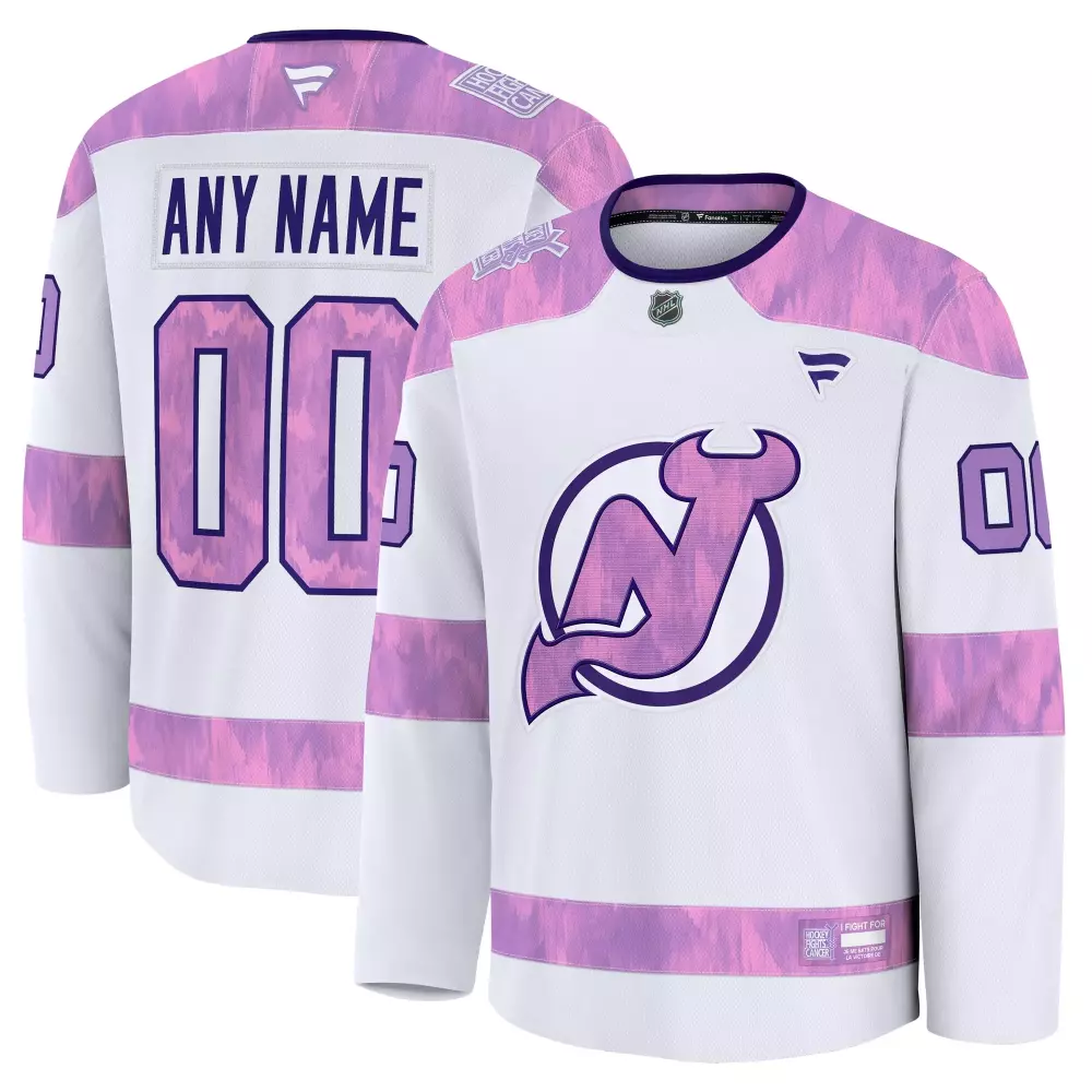 New Jersey Devils White Hockey Fights Cancer Men Alternate Custom Design Pink Purple