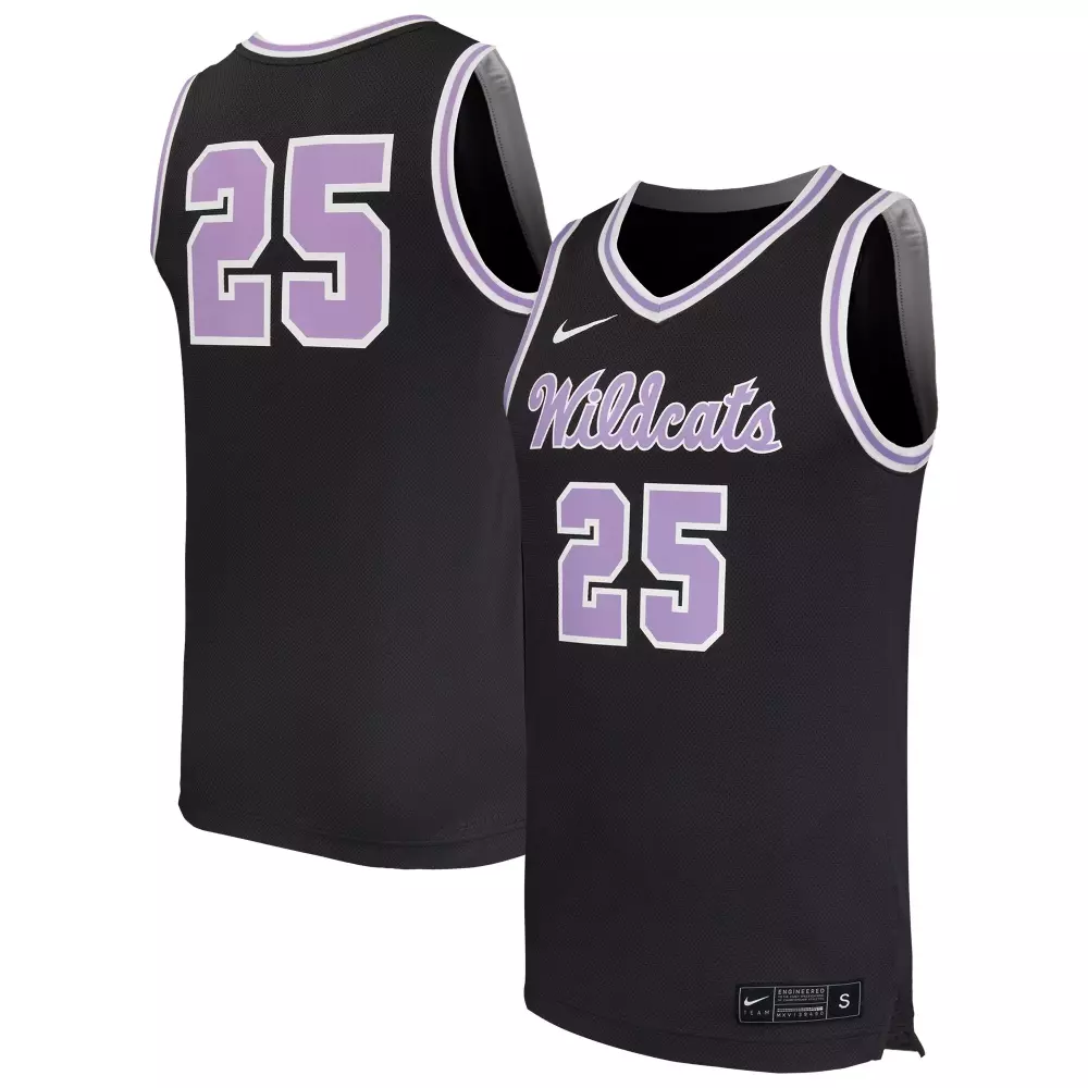 State Wildcats 25 Jersey Black Purple White Replica