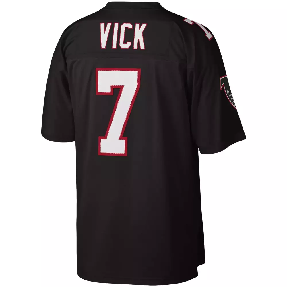 Michael Vick 7 Falcons Jersey Black Men Replica White Red Throwback Retired