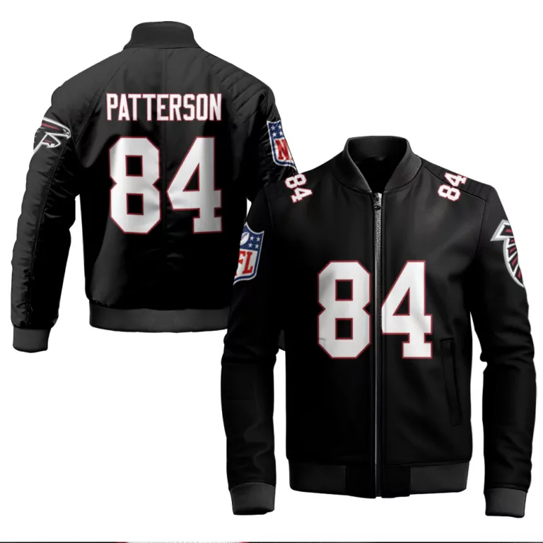 Kyle Pitts 84 Atlanta Falcons Jersey Black Men Bomber Jacket White Red Vapor Limited