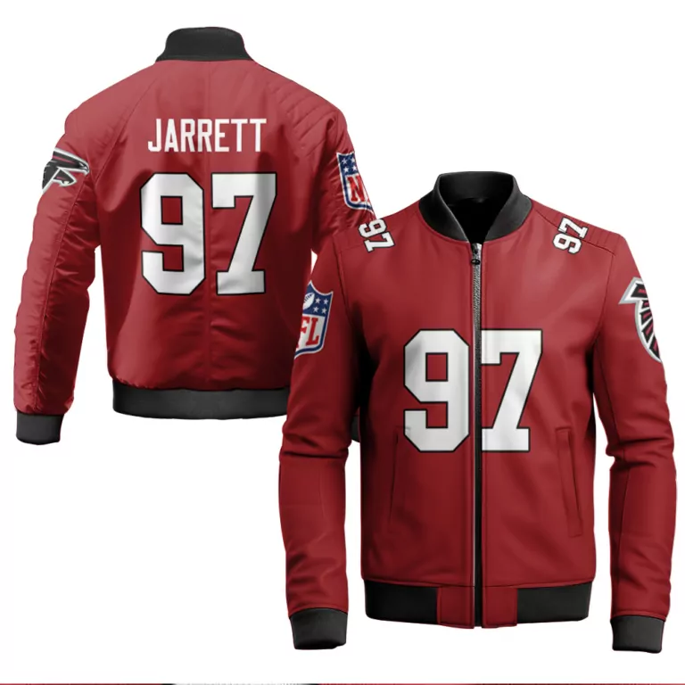 Grady Jarrett 97 Atlanta Falcons Jersey Red Men Bomber Jacket Black Vapor Limited