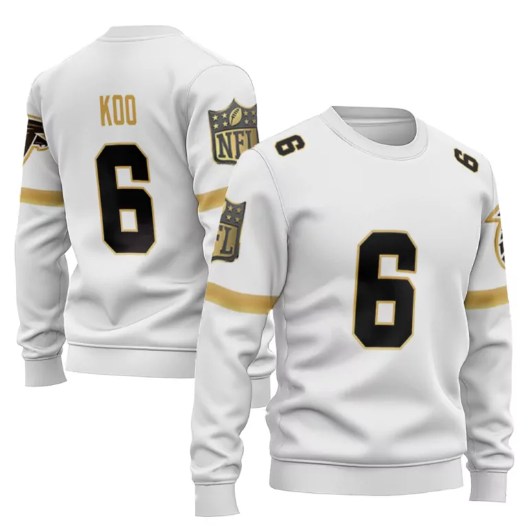 Younghoe Koo 6 Atlanta Falcons Jersey White Men Sweatshirt Black Gold