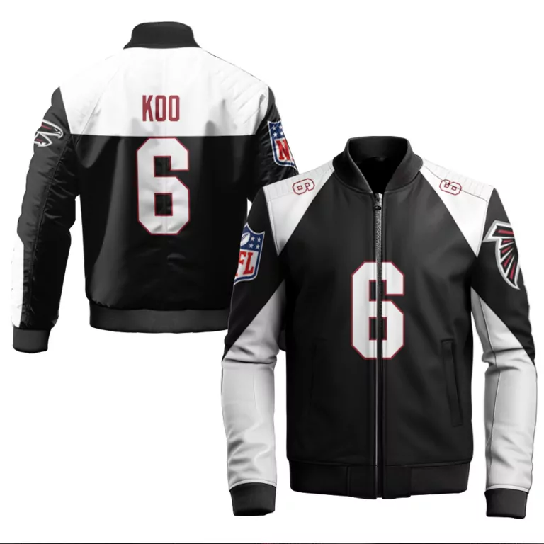 Younghoe Koo 6 Atlanta Falcons Jersey Black Men Bomber Jacket White Vapor Limited