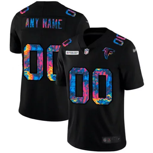 Falcons Jersey Black Catch Men Custom Design Tie-dye Pattern Stitched