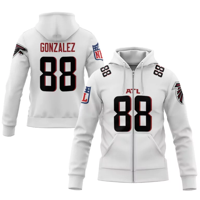 Tony Gonzalez 88 Atlanta Falcons Jersey White Men Hoodie Black Red Game