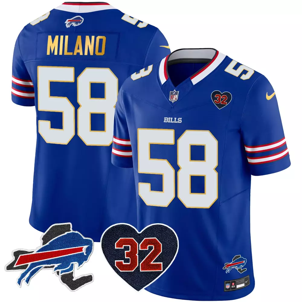 Matt Milano 58 Bills Jersey Royal Blue Buffalo Heart 32 Men Replica White Red Vapor