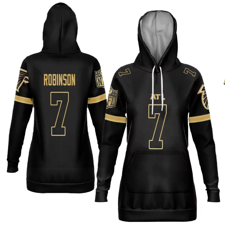 Bijan Robinson 7 Falcons Jersey Black At&t Women Hoodie Gold