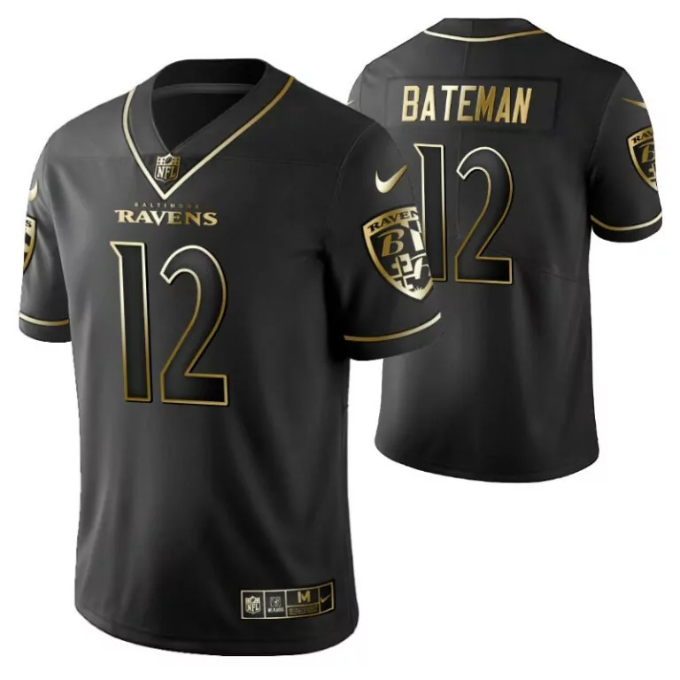 Rashod Bateman 12 Ravens Jersey Black Men Replica Gold