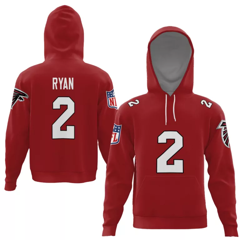 Matt Ryan 2 Falcons Jersey Red Men Hoodie White Vapor Limited