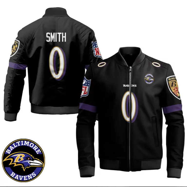 Roquan Smith Baltimore Ravens Jersey Black Men Bomber Jacket Purple Gold Retired