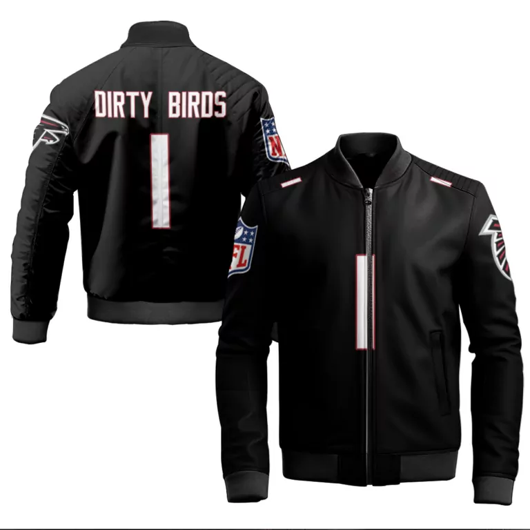 Dirty Birds 1 Atlanta Falcons Jersey Black Men Bomber Jacket White Red Vapor Limited