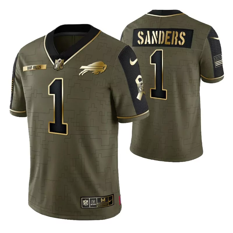 Emmanuel Sanders 1 Buf Bills Jersey Olive Green Salute To Service American Flag Skull