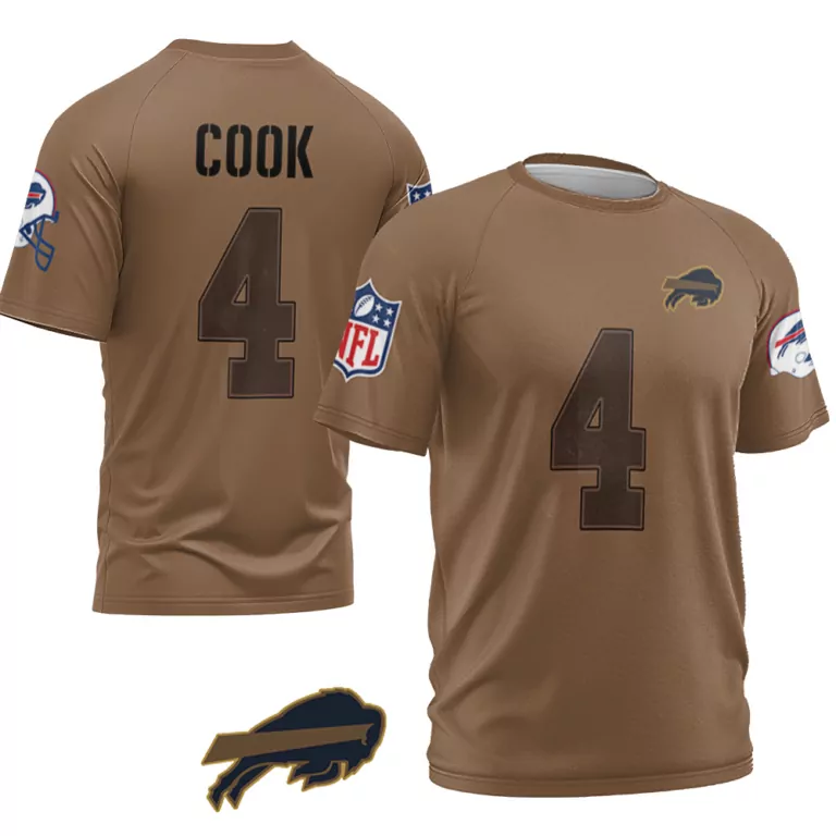 James Cook 4 Buffalo Bills Jersey Brown Men Player Dark Blue White Red Limited