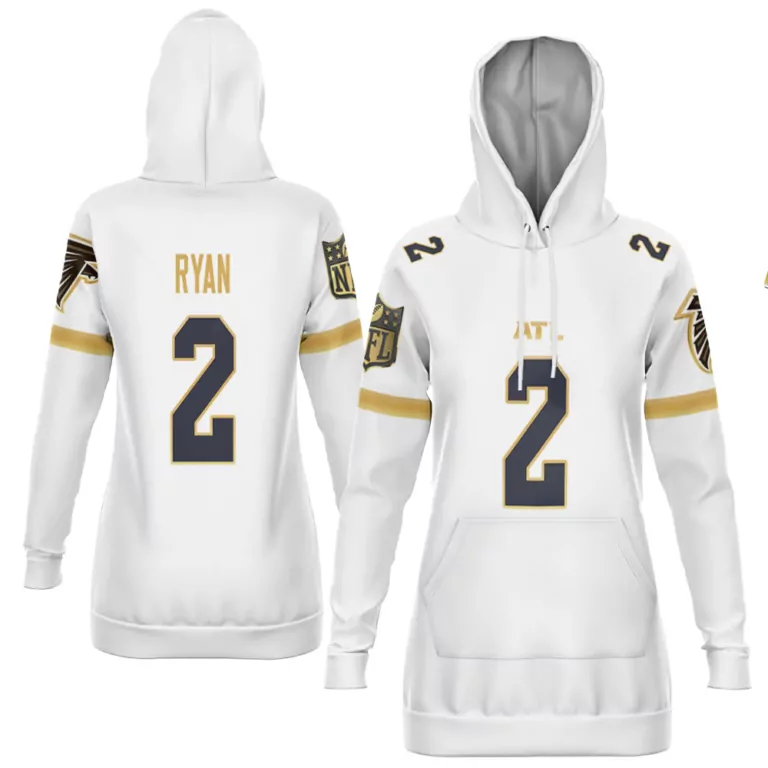 Matt Ryan 2 Falcons Jersey White Women Hoodie Gold Navy