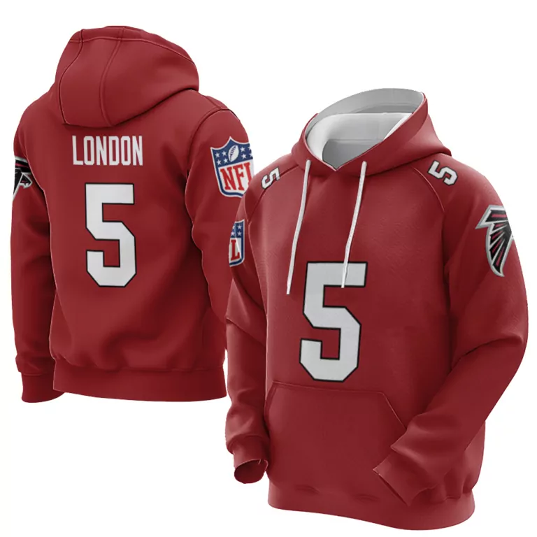 Drake London 5 Falcons Jersey Red Men Hoodie White Vapor Limited