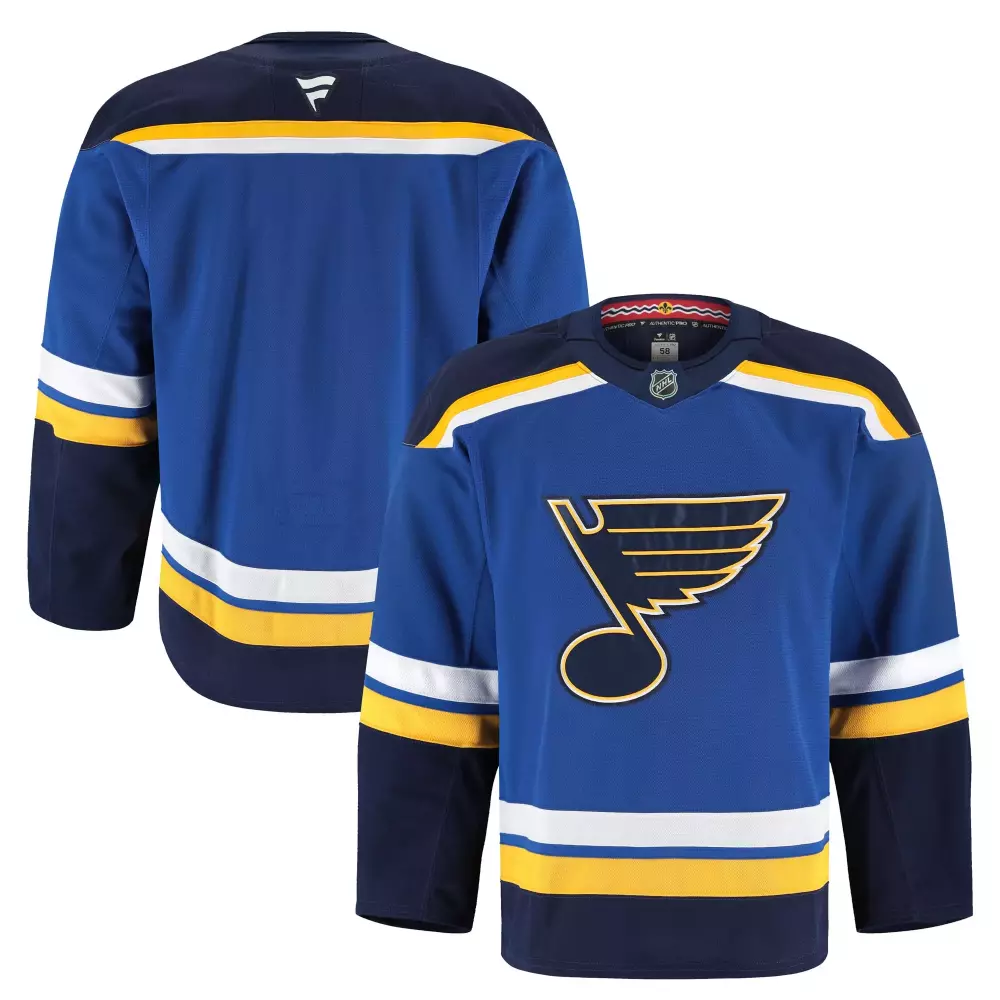 Custom St. Louis Blues 58 Jersey Blue Men Navy Yellow White Away Authentic Pro
