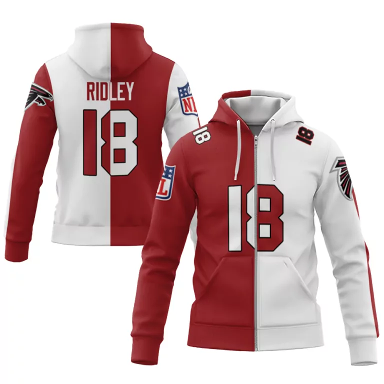 Calvin Ridley 18 Atlanta Falcons Jersey Red Men Hoodie Split Design White Custom