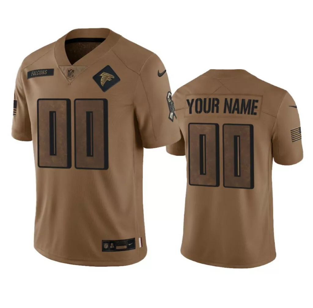 Custom Falcons Jersey Brown Salute To Service Us Flag Military Ribbon NFL Black Stitched