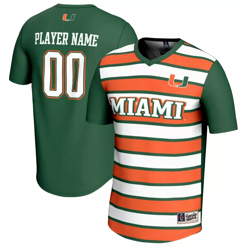 Miami Hurricanes Jersey Green T-shirt Split Design Orange White Gameday Unisex Fashion