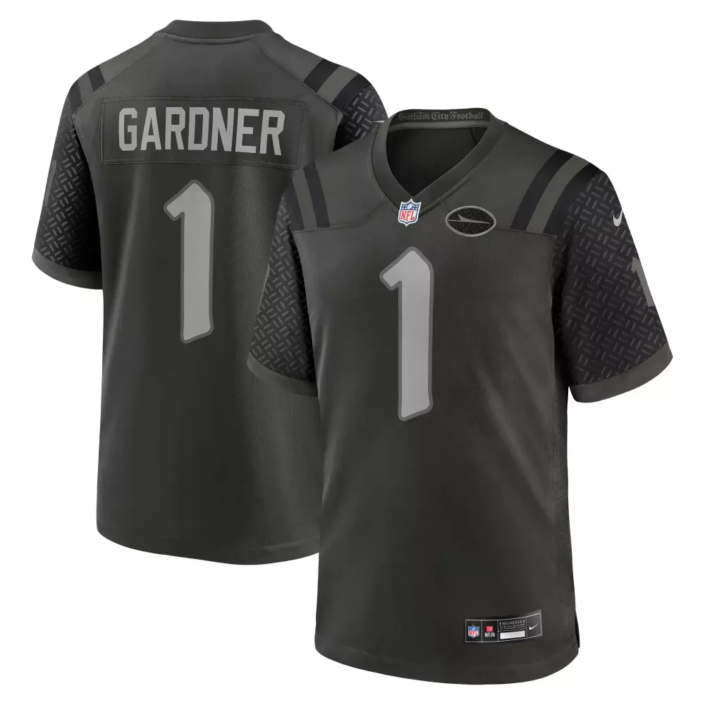 Sauce Gardner 1 Jersey Black Gotham City Football Men Gray Collection Game