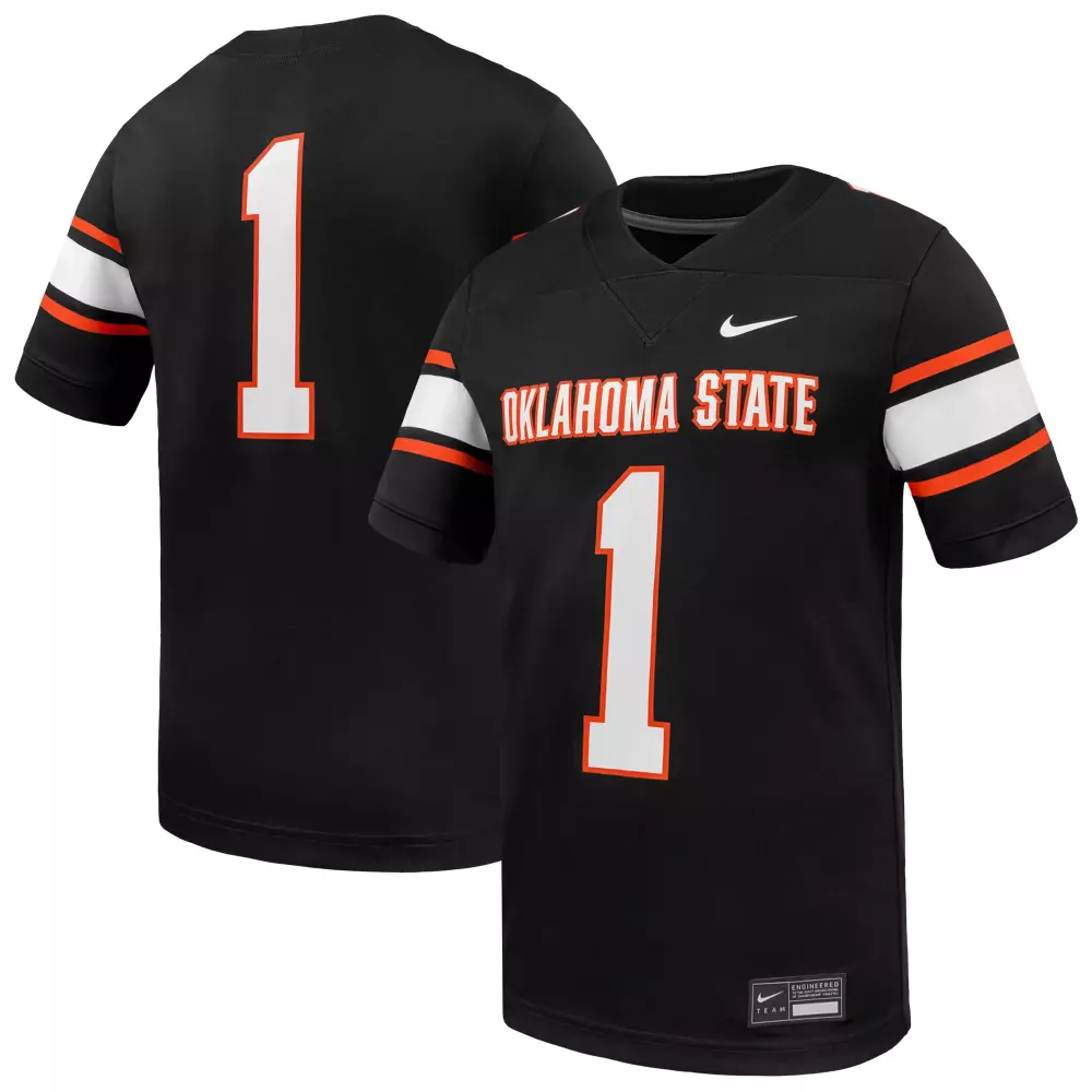 Oklahoma State 1 Jersey Black Kids White Orange Replica Game