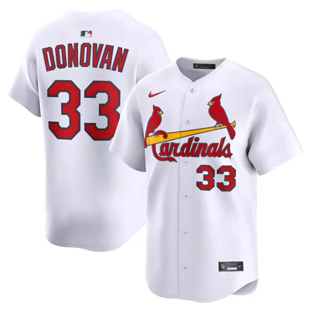 Brendan Donovan 33 Cardinals Jersey White Men Replica Red Yellow Home Limited