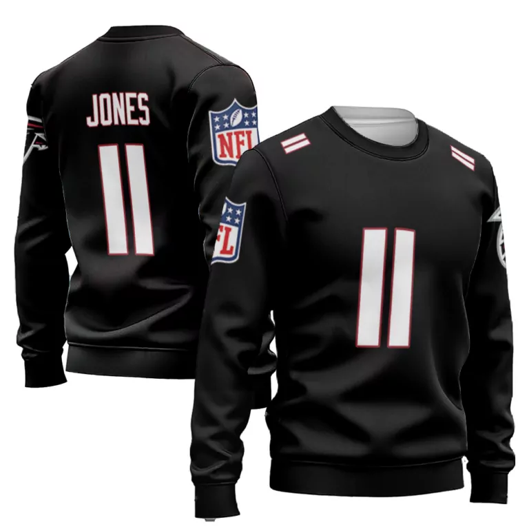Julio Jones 11 Atlanta Falcons Jersey Black Men Sweatshirt White Red Vapor Limited
