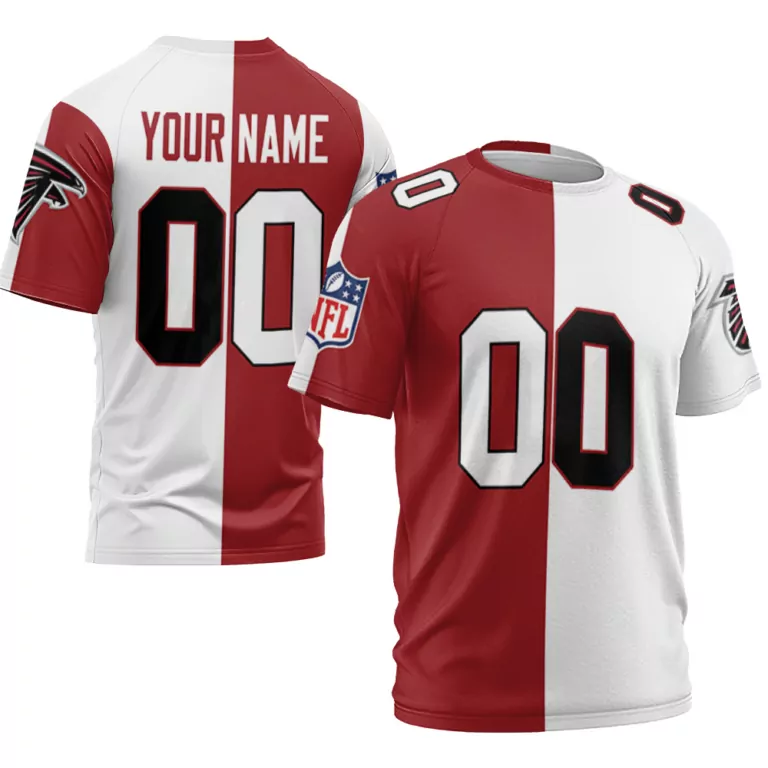 Custom Atlanta Falcons Jersey Red Men Split White