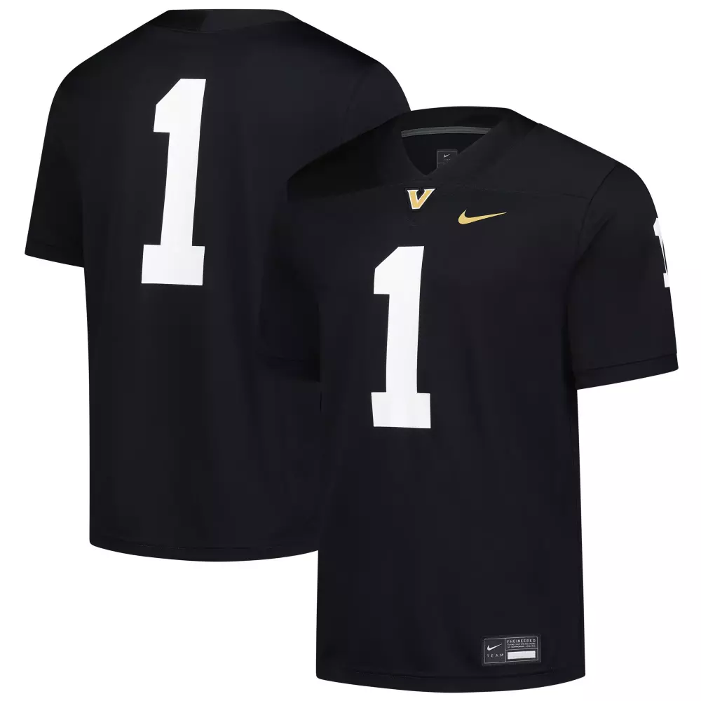 Vanderbilt Commodores 1 Jersey Black Men Gold Replica Game